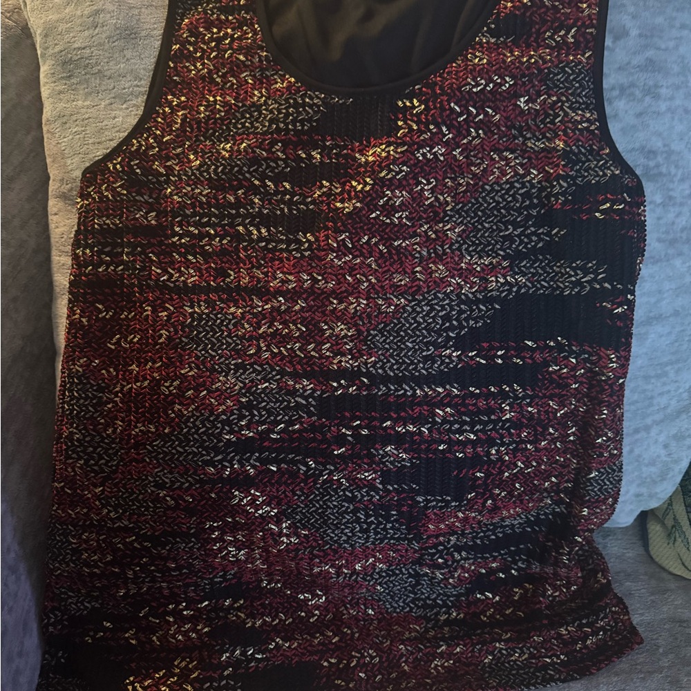 Kasper Black and Red Knit Tank Top